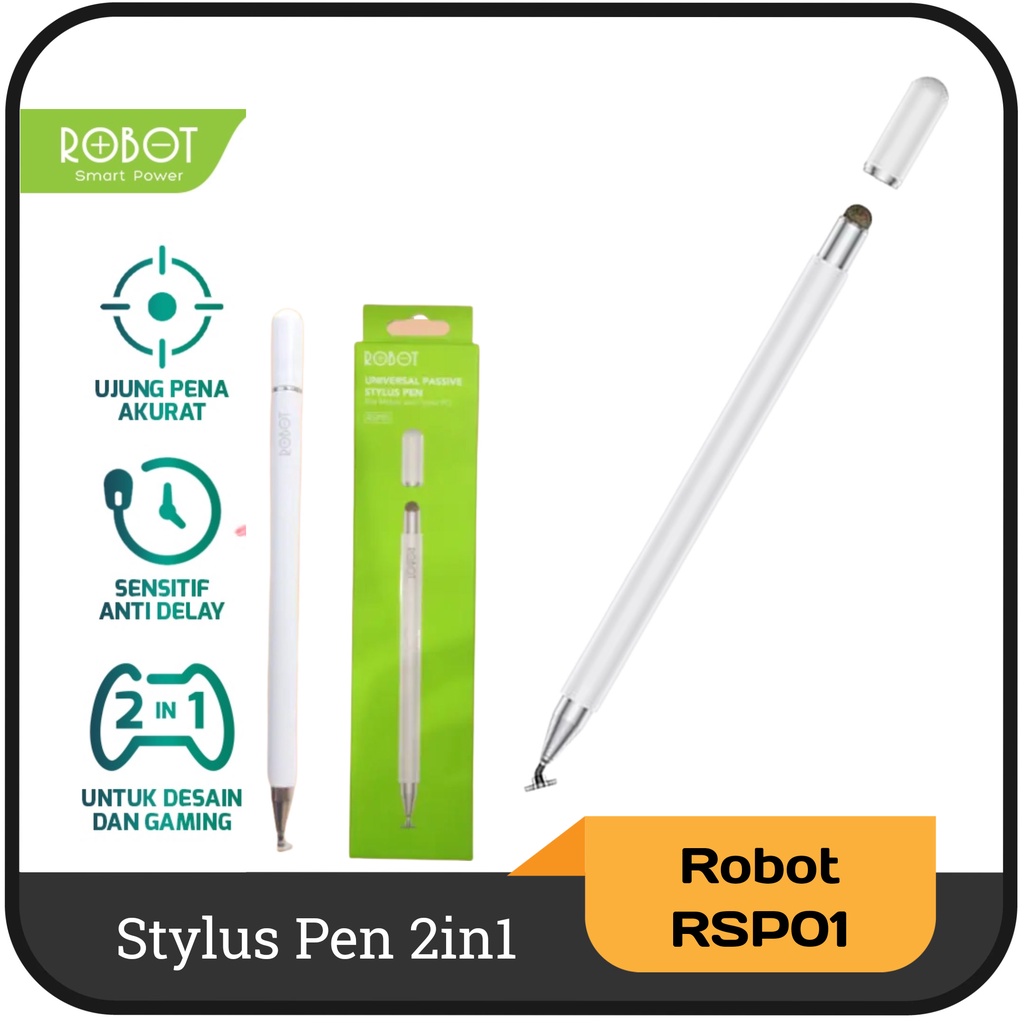 Jual Stylus Pen Robot RSP01 Universal 2in1 Capacitive - White | Shopee ...