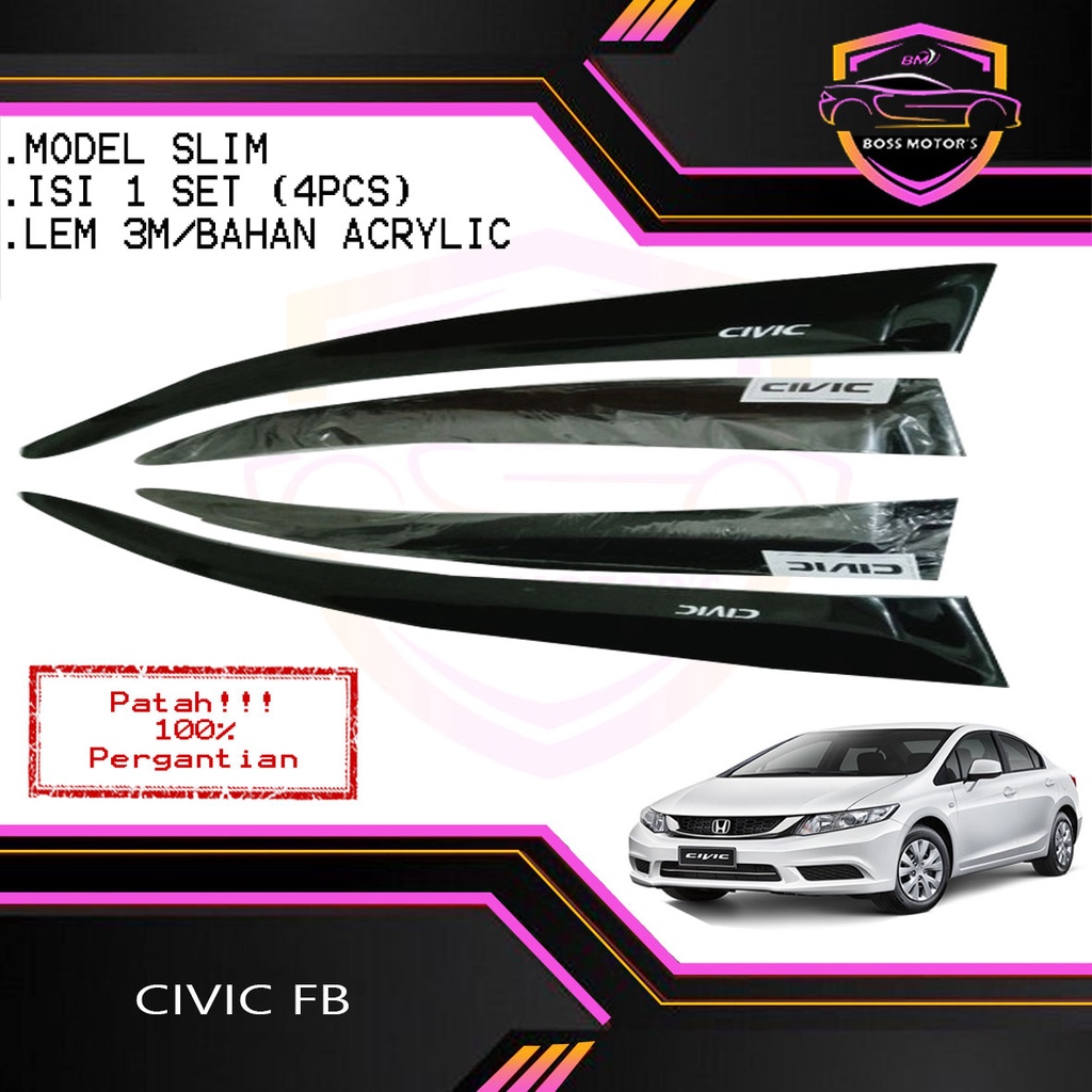 Jual Talang Air Mobil Honda Civic Fb Thn Model Slim Full Set Pintu Shopee Indonesia