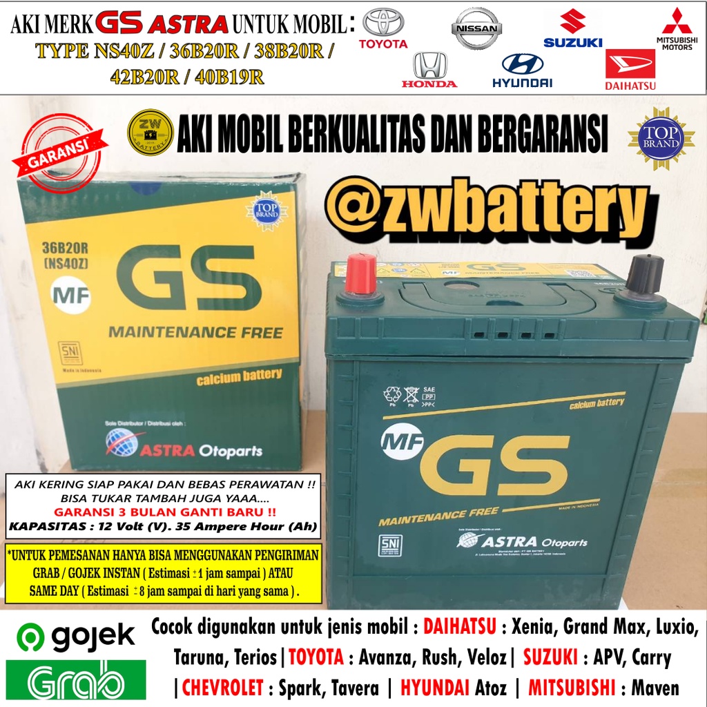 Jual AKI MOBIL AVANZA, XENIA, APV, TERIOS NS40Z GS ASTRA MF Aki kering