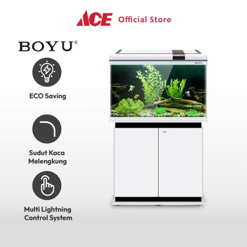 Jual Ace Boyu 128 Ltr Set Aquarium & Xf80 Putih Dekorasi