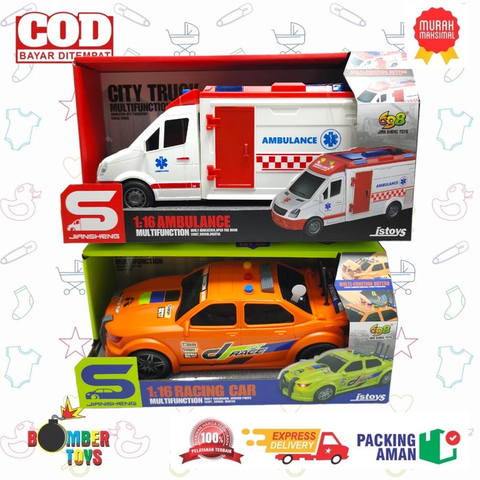MAINAN ANAK MOBIL RESCUE CAR RACING POLICE BUS HELIKOPTER AMBULANCE 1:16  DIECAST KOLEKSI MEWAH