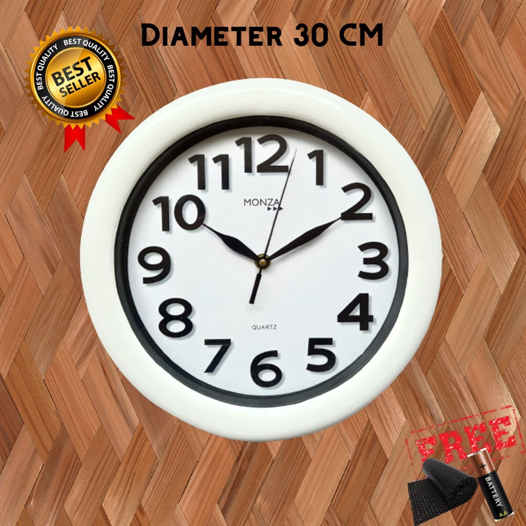 Jual Jam Dinding Besar Murah Kantor Kamar Ruang Tamu Bulat Hitam Putih ...