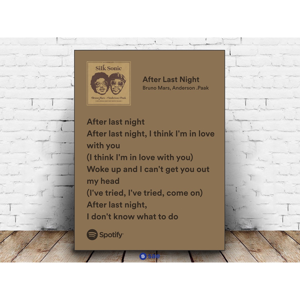 Jual poster lirik bruno mars after last night shopee indonesia