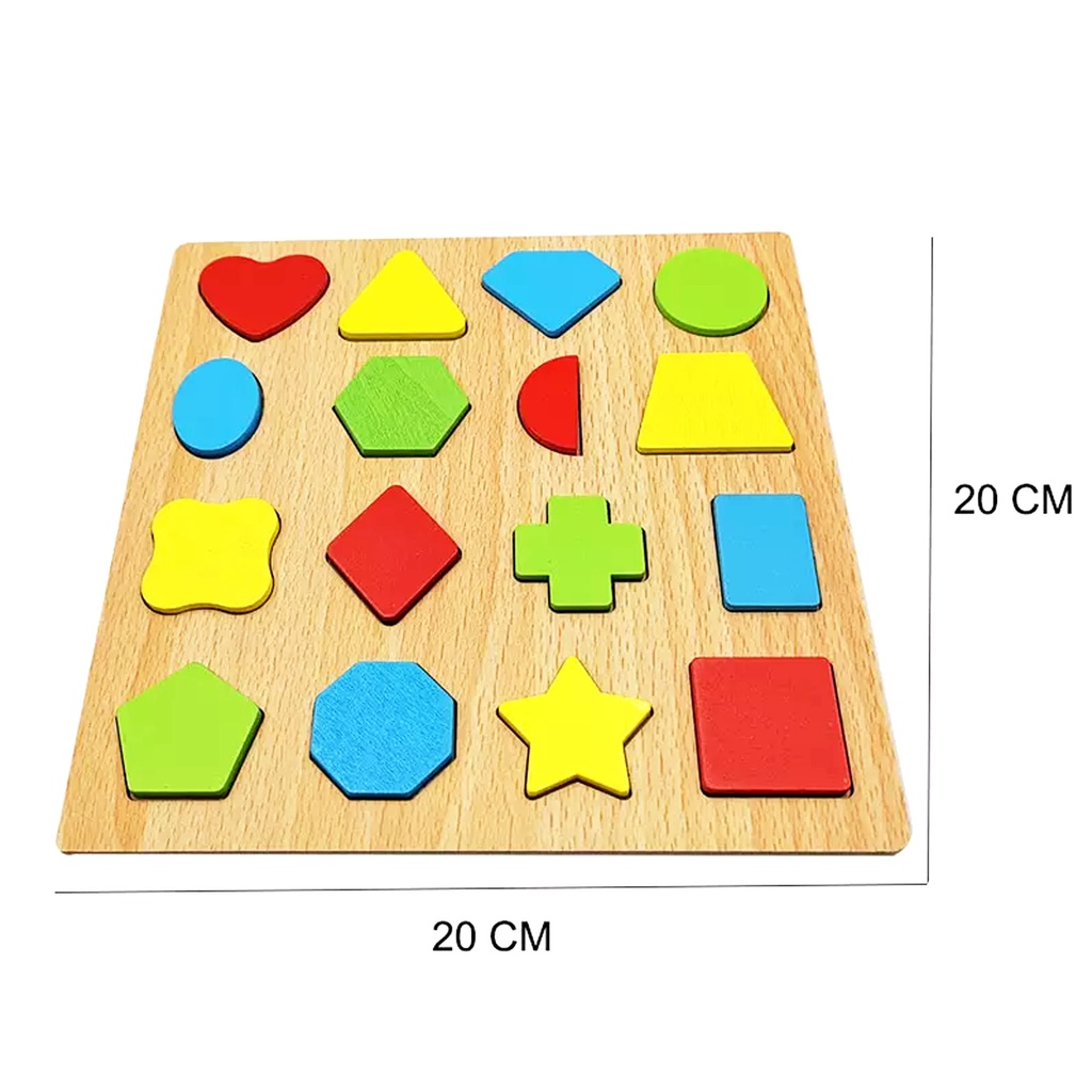 Jual Mainan Edukasi Geometri Puzzle Wooden Montessori Shape Balok Kayu ...
