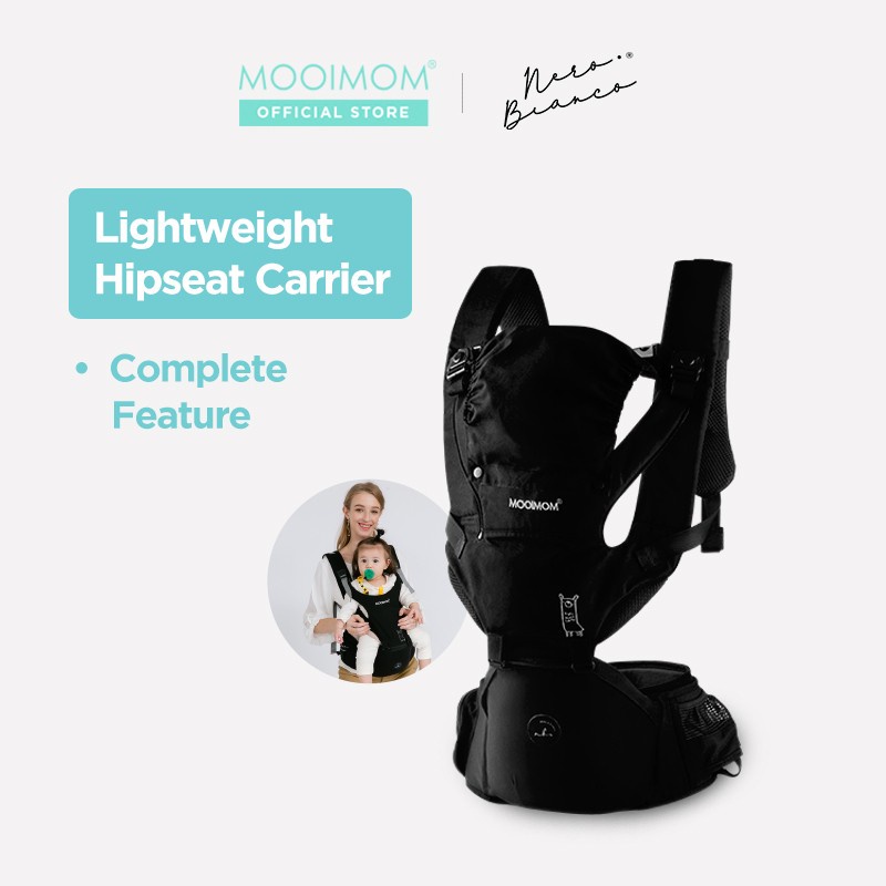 Jual Gendongan Bayi Hipseat Kokoh MOOIMOM X Nero Bianco Lightweight
