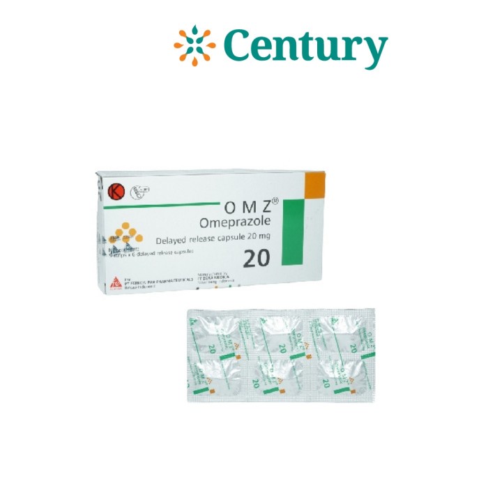 Jual OMZ 20 MG 1 STRIP ISI 6 KAPSUL / OMEPRAZOLE / TUKAK LAMBUNG / MAAG ...