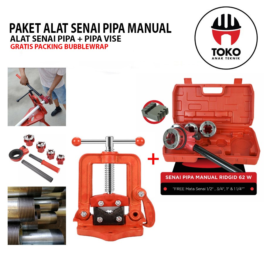 Jual Paket Senai Pipa Manual Pipe Vise Alat Pembuat Drat Ulir Pipa Shopee Indonesia