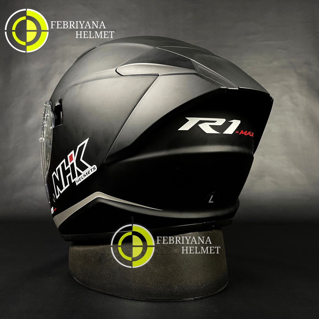 Jual HELM NHK R1 MAX SOLID BLACK DOFF HALF FACE NHK R1 MAX DOUBLE VISOR ...