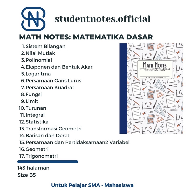 Jual Math Notes : Catatan Matematika by studentnotes.official | Shopee ...