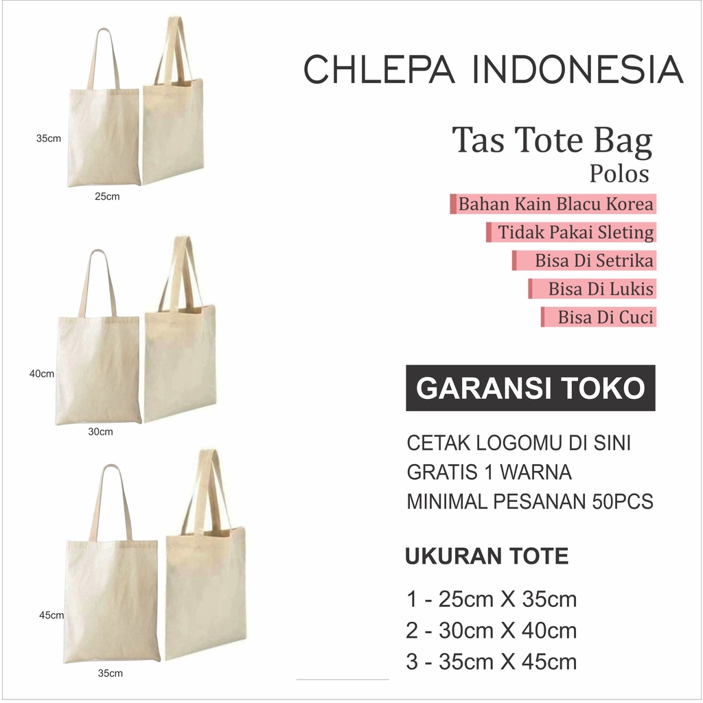 Jual Totebag Polos Tote Bag Polos Bahan Kain Chlepa Shopee Indonesia