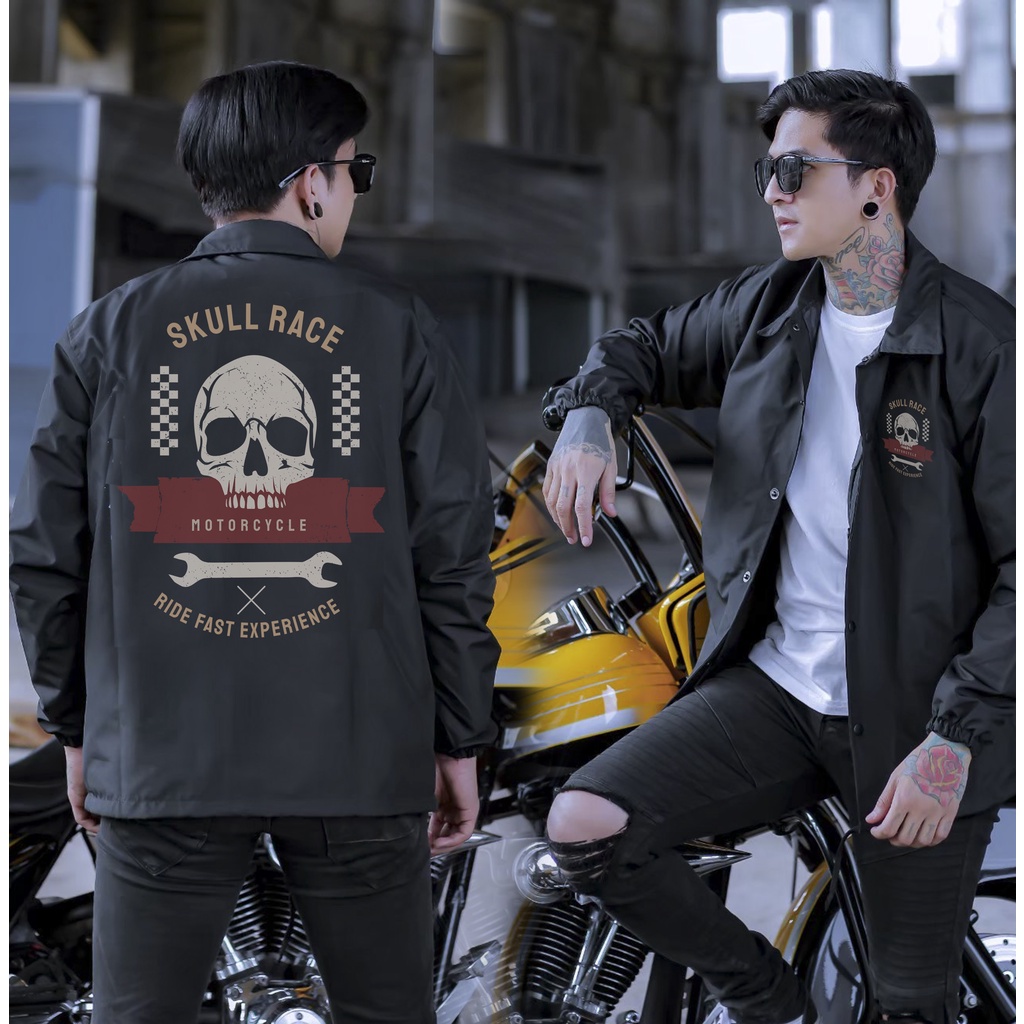 Jual JAKET KERAH KANCING COACH SEMI PARKA SAKU BAHAN PERASUT APPAREL