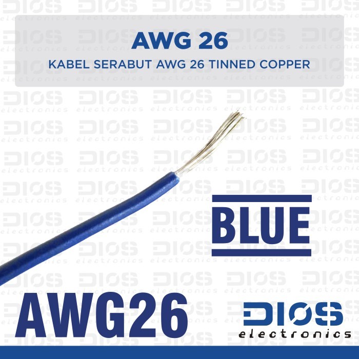 Jual Kabel 26 AWG Serabut Tembaga Putih Tinned Copper BIRU Per Meter