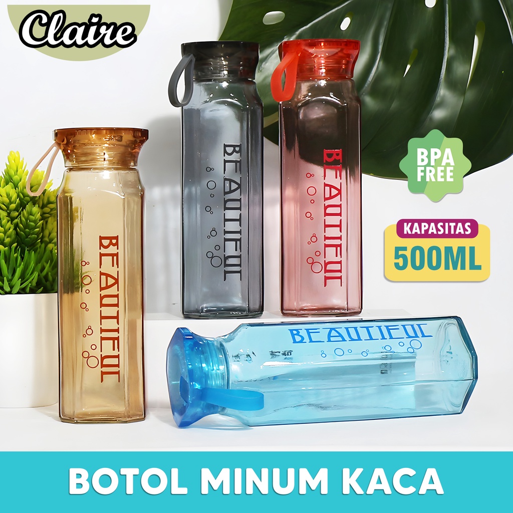 Jual Botol Minum Kaca Beautiful 500ml Botol Minum Kaca Bening Shopee Indonesia 3317