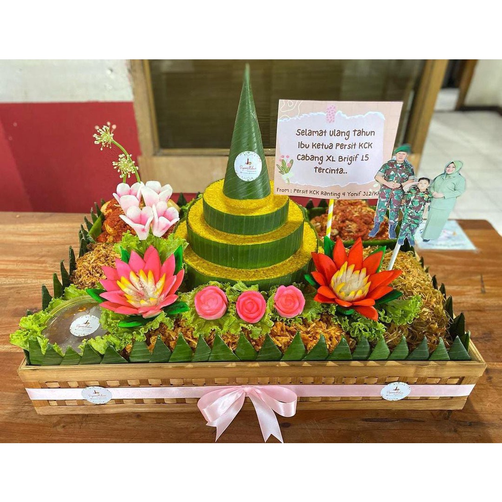 Jual Tampah Bambu Viral Kekinian Paket Nampan Tumpeng isi 3 /Kotak