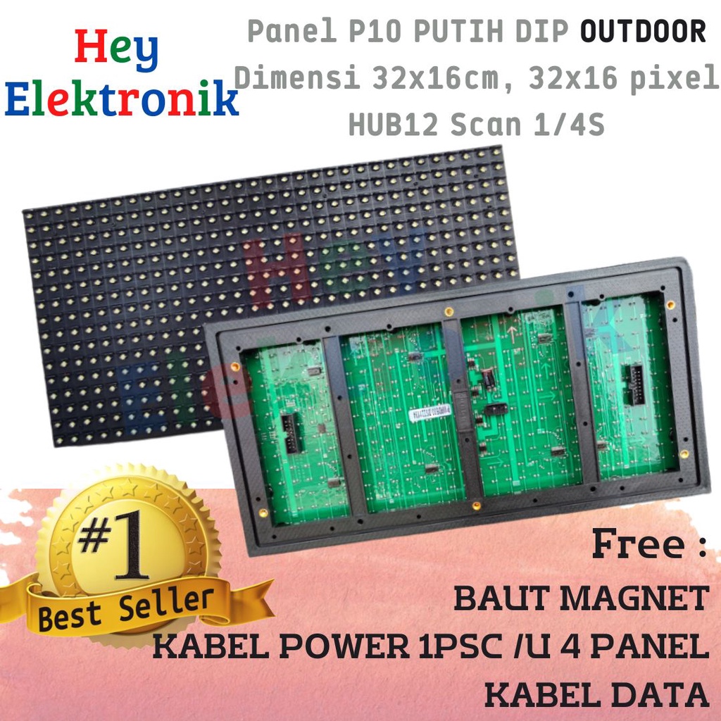 Jual Panel Module Modul LED P10 Running Text DIP Putih White Outdoor ...