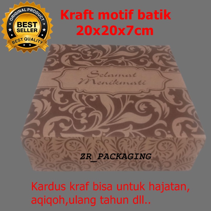 Jual Kotak Nasi Kraft/kardus Kue/ Bok Kardus 20x20 Murah/box Nasi Kraf ...