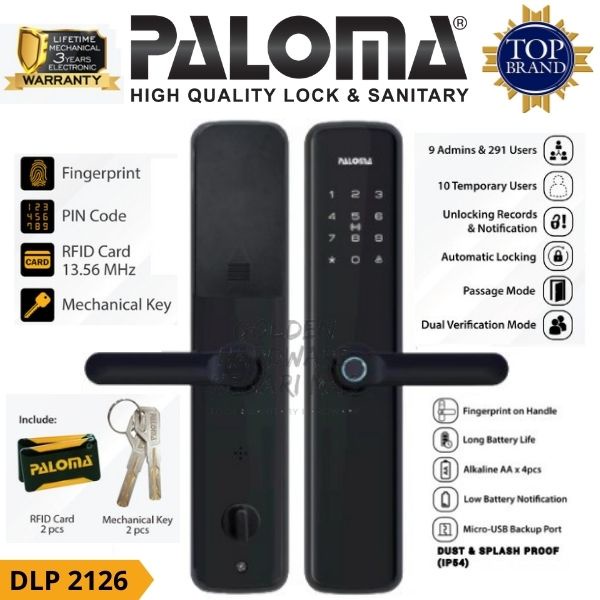 Jual Paloma Dlp Digital Smart Lock Home Kunci Pintar Door Handle Home Digital Series Dlp