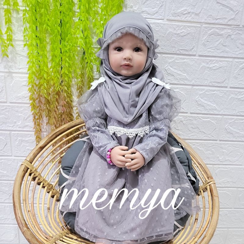 Jual Baju muslim anak gamis aqiqah bayi gaun pesta tulle polkadot dress