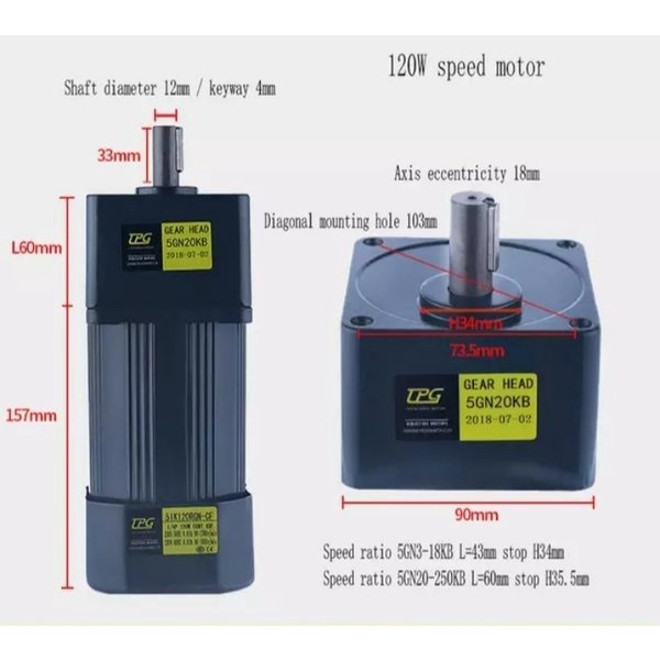 Jual Mesin GB1 motor dinamo gearbox 120watt torsi besar AC 220v