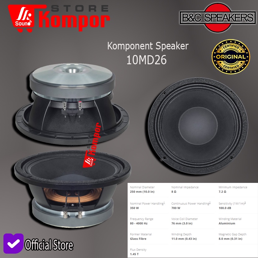 Jual SPEAKER B&C 10MD26 ORIGINAL ITALY BNC MD26 10 INCH SECOND | Shopee ...