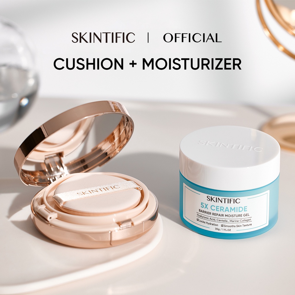 Jual SKINTIFIC Cover All Perfect Air Cushion + 5x Ceramide Moisturizer