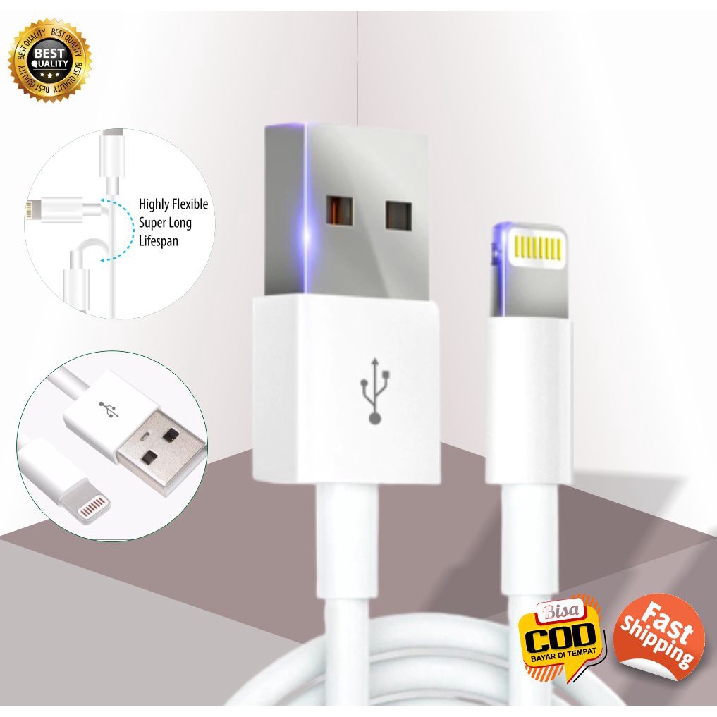 Jual Kabel USB to Lightning Charger Cable Data Charging 1 Meter High Quality Shopee Indonesia