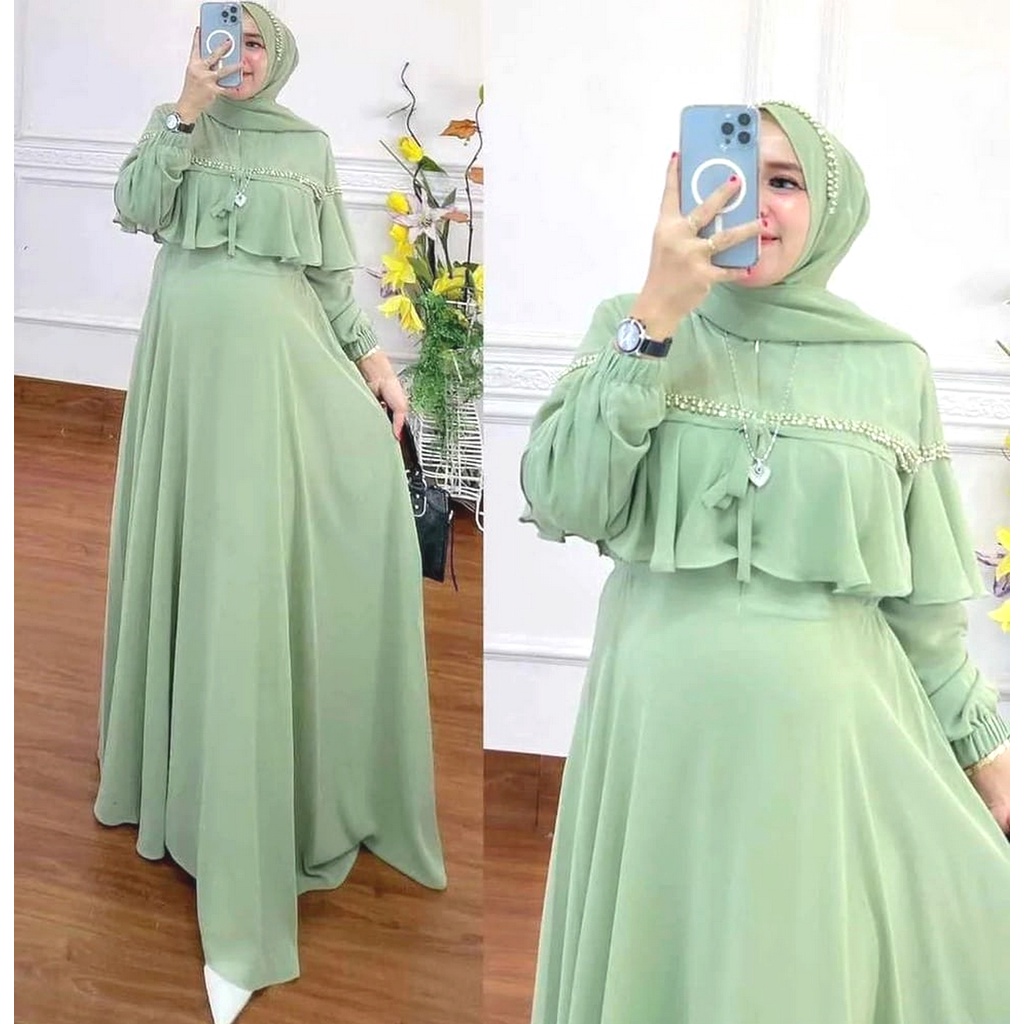 Dress hijau mint best sale