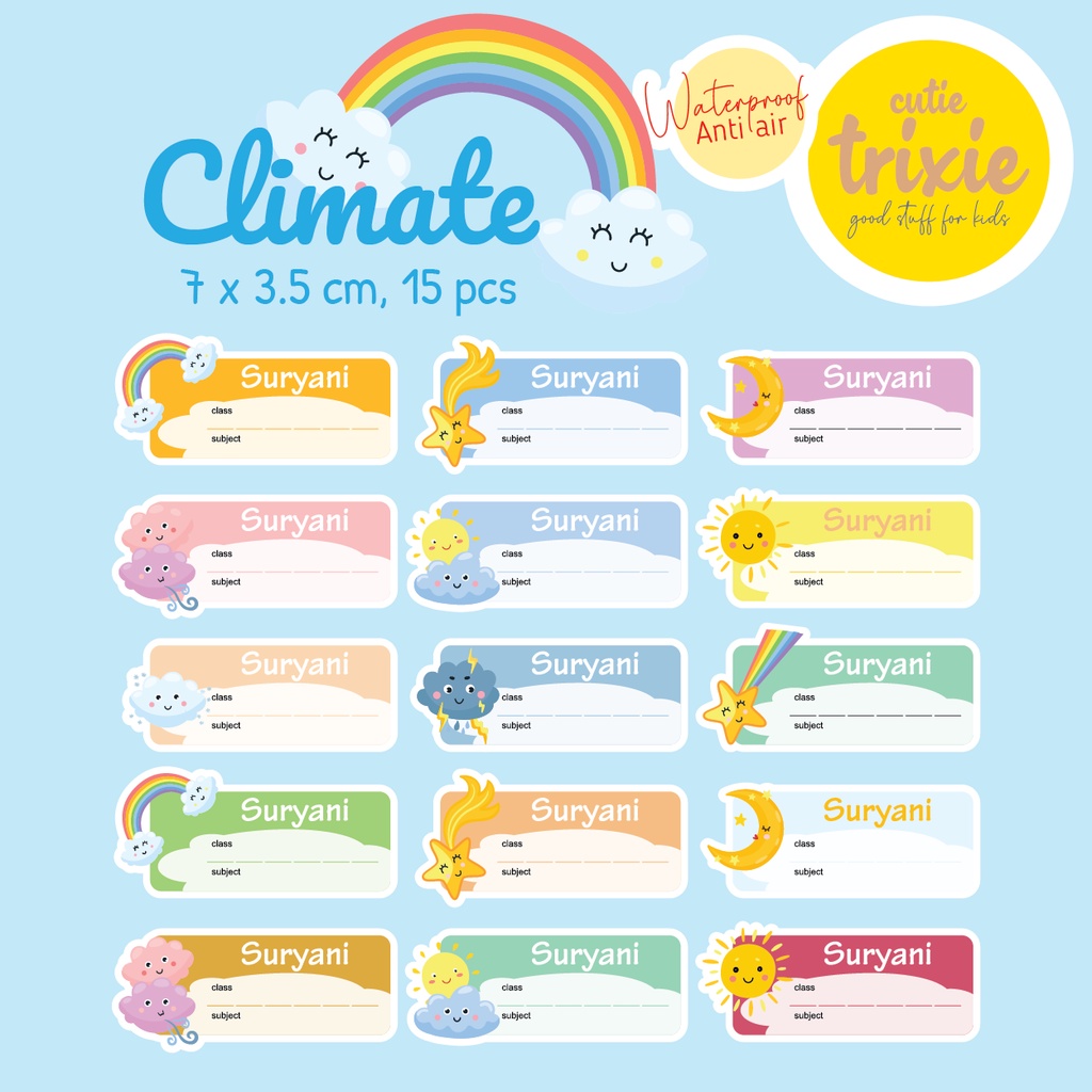 Jual STICKER LABEL BUKU MATA PELAJARAN / MAPEL ANAK CLIMATE | Shopee ...