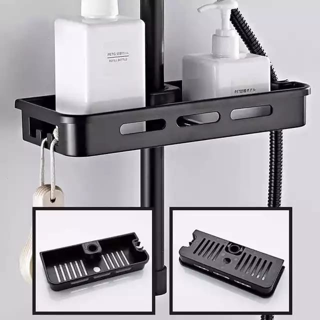 Jual Rack tempat sabun kamar mandi D03/R7H- Rak hitam tiang shower ...