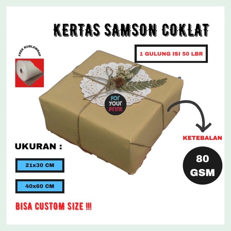 Jual KERTAS SAMSON COKLAT / KERTAS SAMSON PACKAGING / KERTAS AMPLOP 1 ...