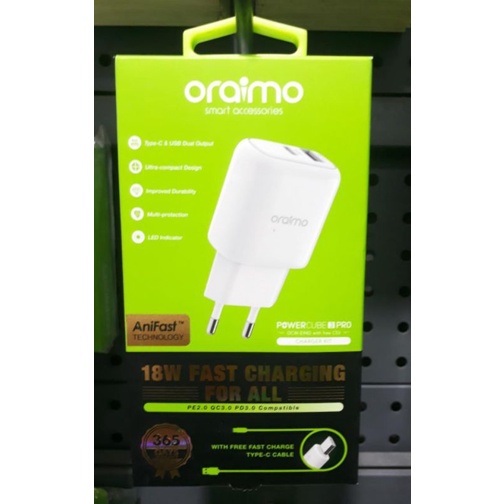 Jual Travel Charger Oraimo Type C Ultra Charge A Wt Seri Ocw E E D Shopee Indonesia