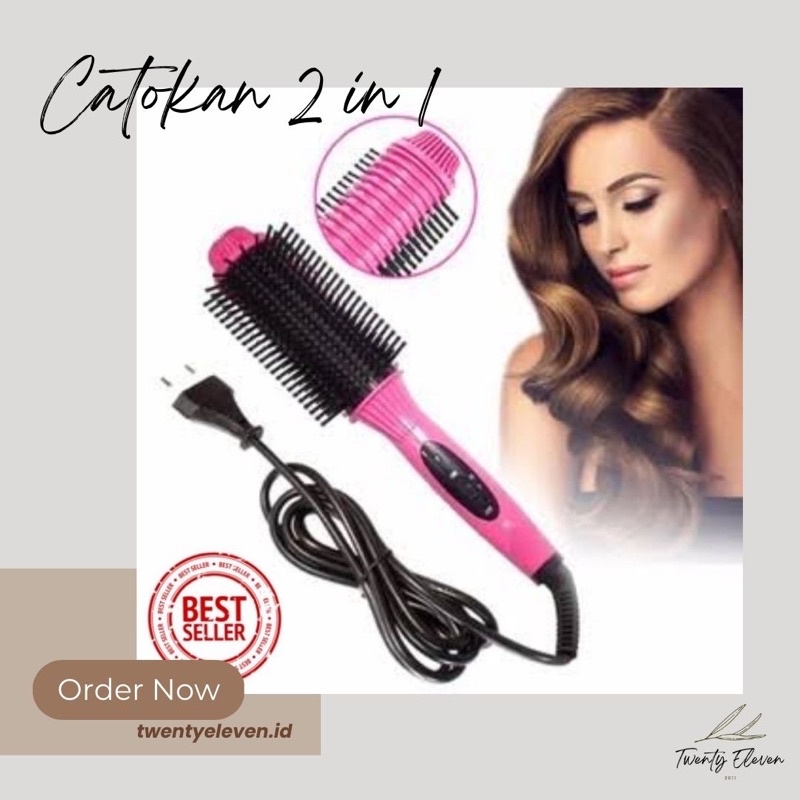 Jual Medan Catok Rambut Blower Catokan 2 In 1 Curly Sisir Auto Straight Magic Hair Blow Rambut 