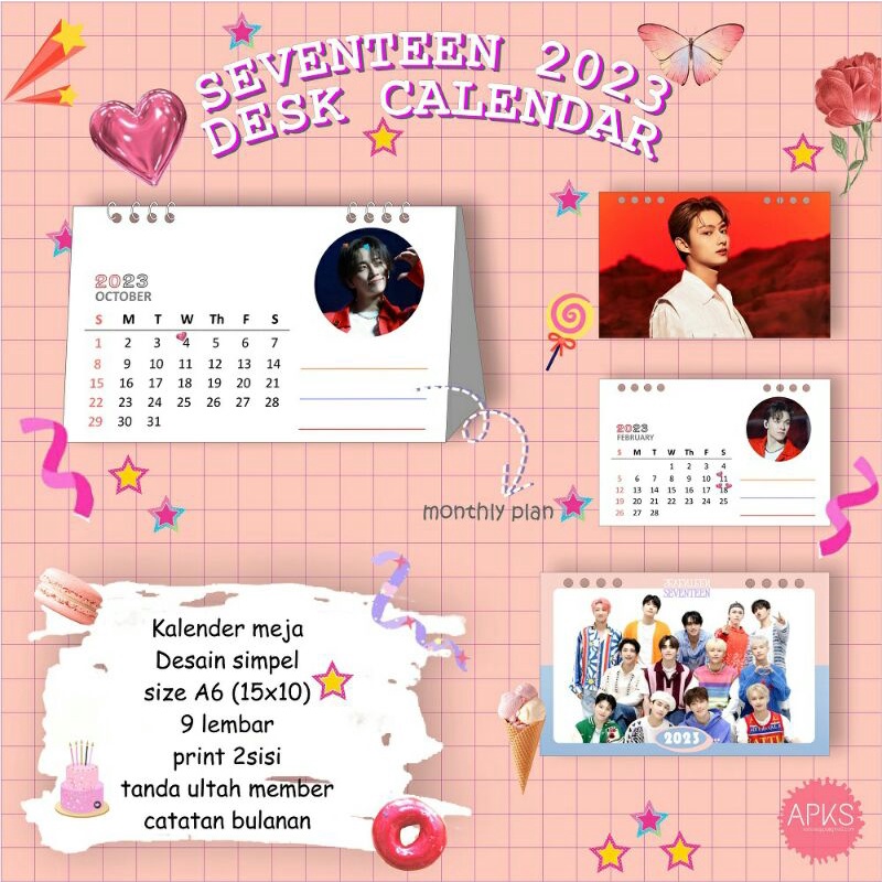 Jual 2023 Seventeen Desk Calendar Kalender Meja Postcard Decowall Svt