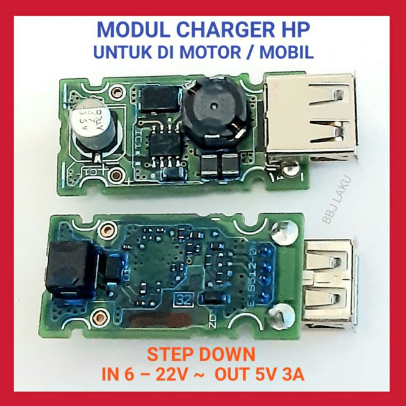 Jual MODUL CHARGER HP UNTUK DIMOTOR / MOBIL MODUL USB STEP DOWN 5 Volt ...