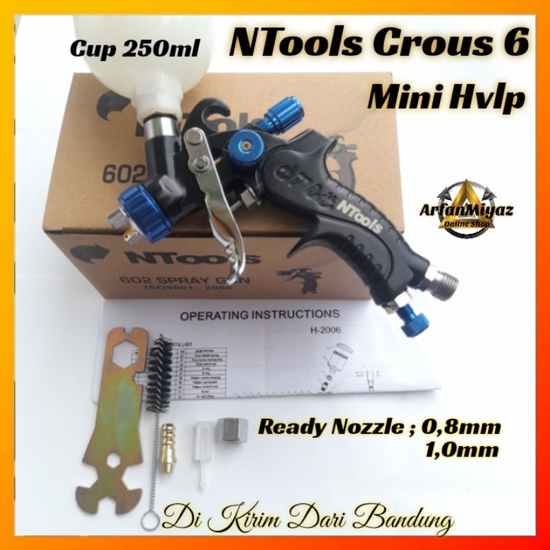 Jual Spray Gun NTools Crous 6 Mini Hvlp Nozzle 0,8mm 1,0mm Cup 250ml ...