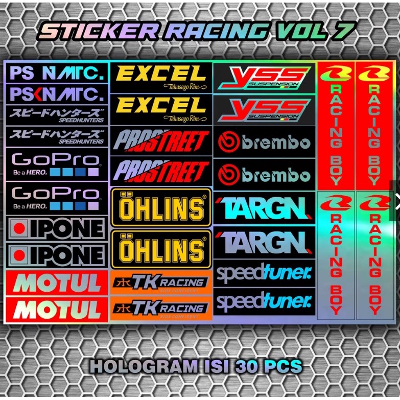 Jual HOLOGRAM STIKER SPONSOR PACK RACING MURAH ISI 25pcs/27pcs Stiker ...