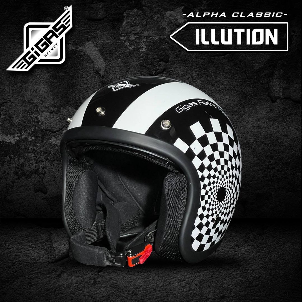 Jual HELM RETRO GIGAS RIDER ILLUTION BLACK GLOSSY | Shopee Indonesia
