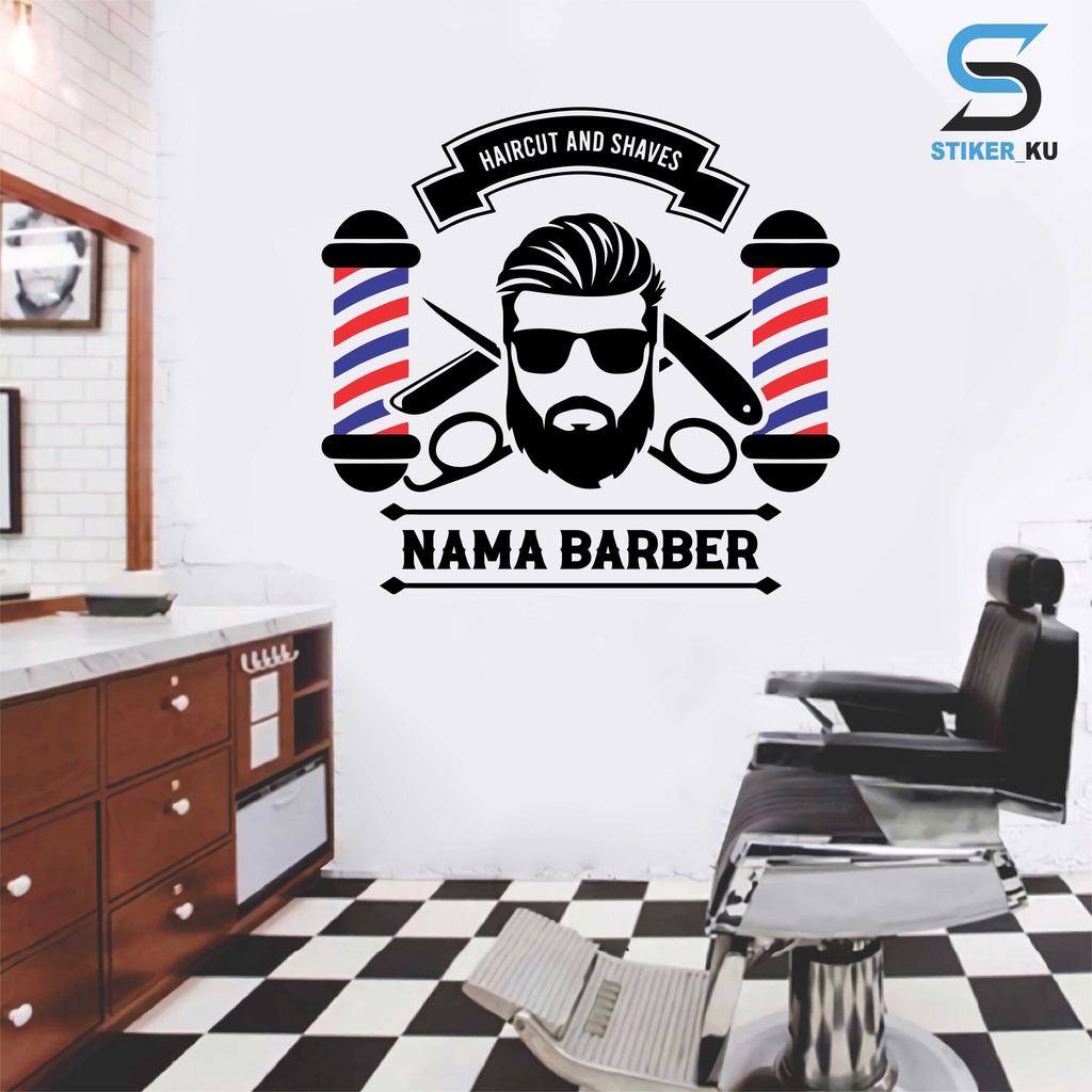 Jual Wall Cutting Sticker Stiker Dinding Barber Shop Salon Potong Cukur ...
