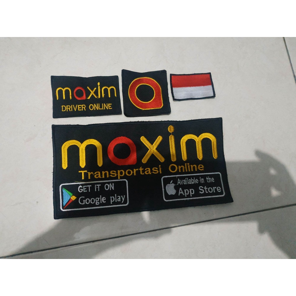 Jual Emblem Maxim Paket Lengkap Dasar Hitam Bordir Komputer Logo Maxim Shopee Indonesia