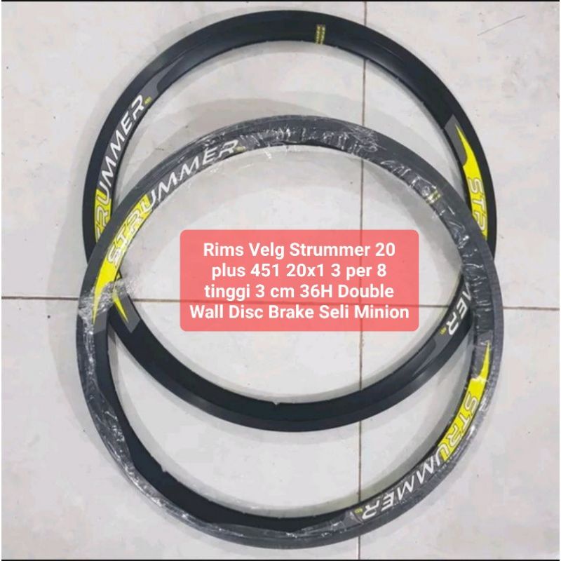 Jual Rims Velg Strummer 20 plus 451 20x1 3 per 8 tinggi 3 cm 36H Dan ...