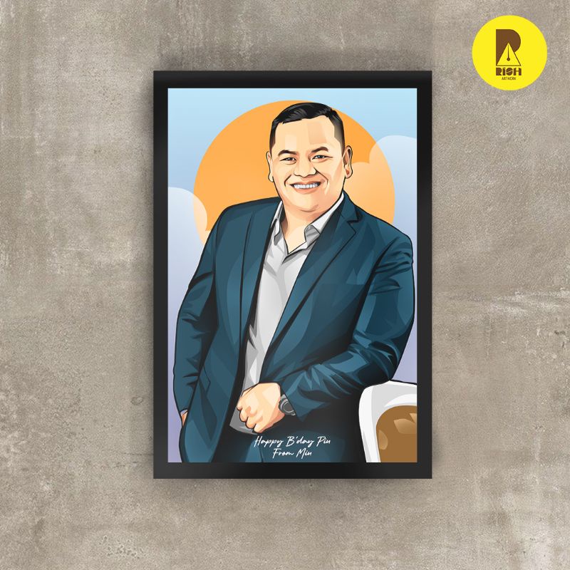 Jual ilustrasi Wajah/Lukisan Wajah Digital Vector Vexel 1 Wajah + Frame