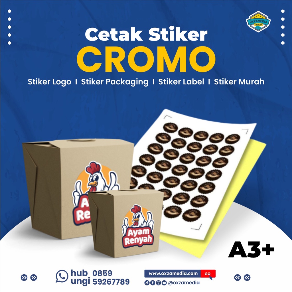 Jual Cetak Stiker Cromo A3 Stiker Label Kemasan Murah Sehari Jadi Shopee Indonesia 9294