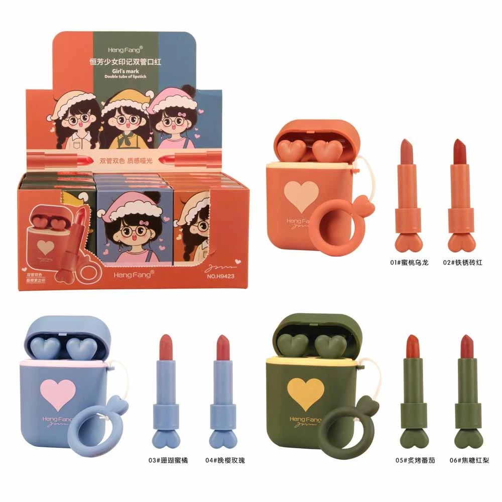 Hengfang Airpods Double Tube Lipstik Makeup Cite Girl Mark | AutoStock