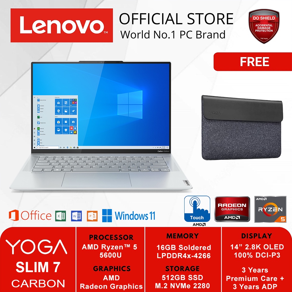 Jual LENOVO YOGA SLIM 7 CARBON 14ACN6 6SID GREY AMD R5-5600U 16GB 512GB ...