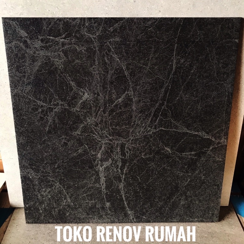 Jual keramik 50x50 hitam KASAR motif marmer/ keramik lantai teras