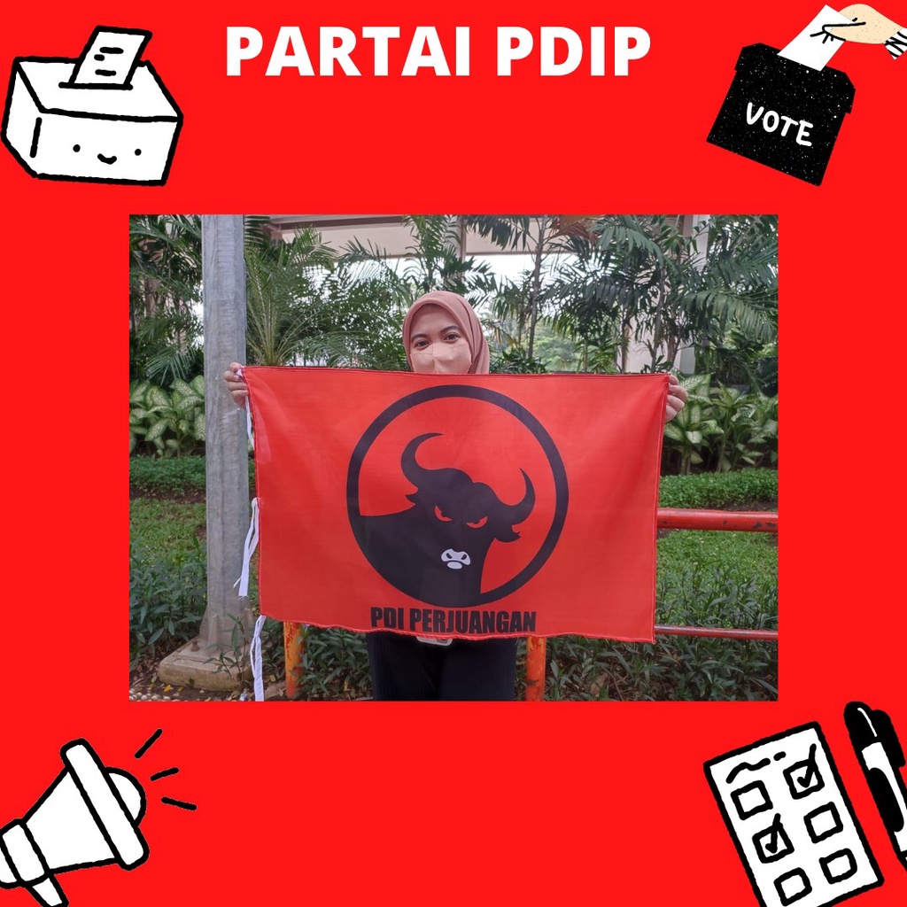 Jual Bendera PDI PERJUANGAN/Cetak Bendera Partai Politik PDI/Cetak ...