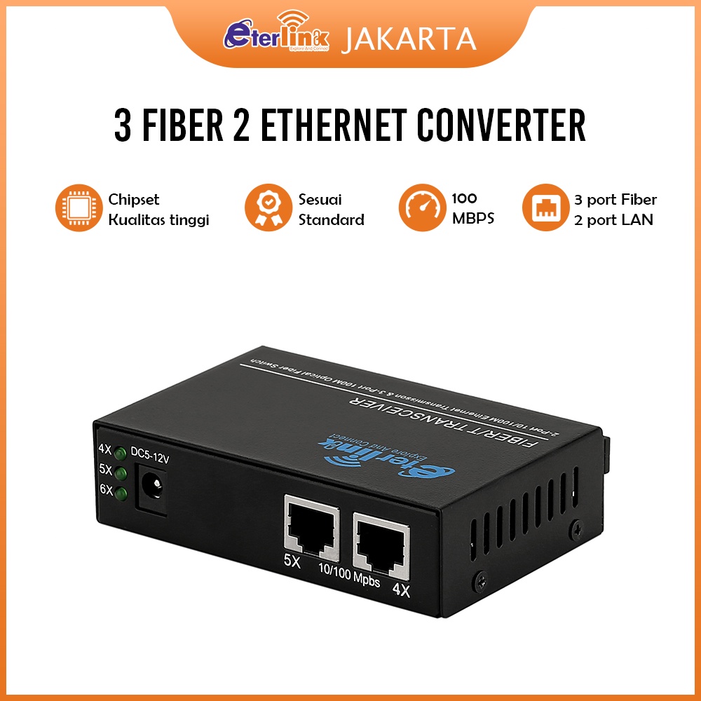 Jual 3f2e Fiber Optik Media Converter Single Mode 2 Rj45 Dan 3 Sc Port 10 100mbps Import