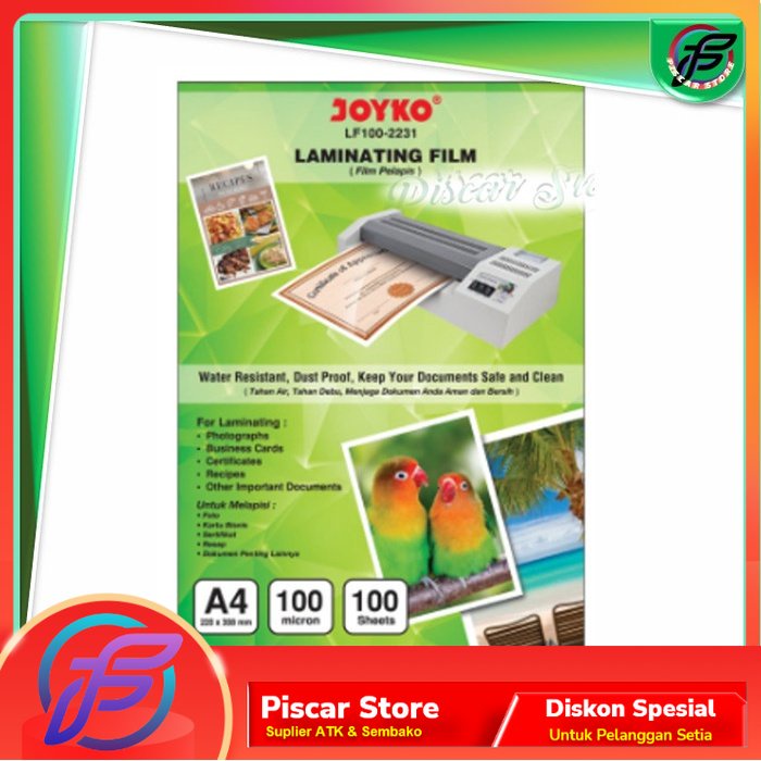 Jual PLASTIK LAMINATING A4 / JOYKO A4 1 Pak Isi 100 Shopee Indonesia
