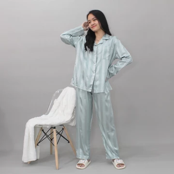 YX Laurencia Piyama Satin Powysuit Baju Tidur Wanita Dewasa Lengan Panjang Celana Panjang