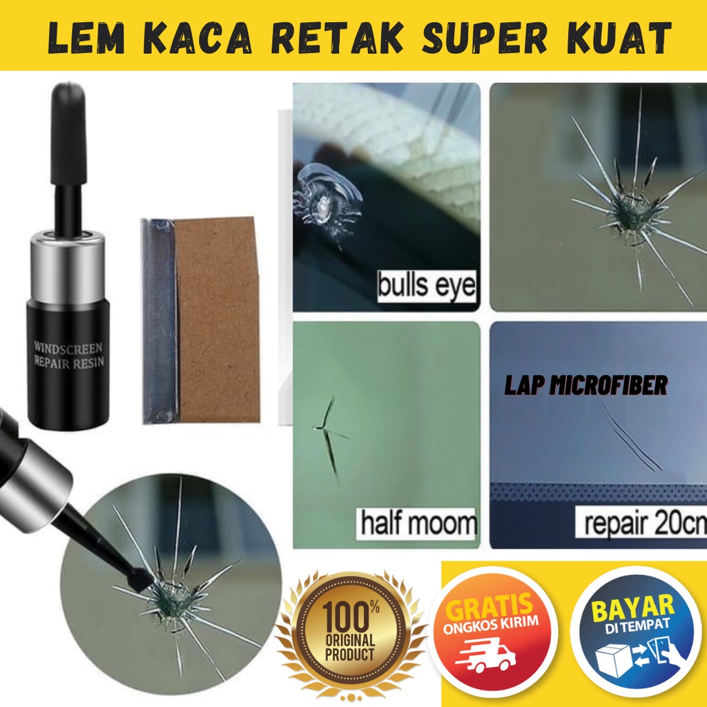 Jual Lem Kaca Retak Mobil Cairan Perekat Kaca Pecah Windshield Repair Kit Penambal Sealant Kaca